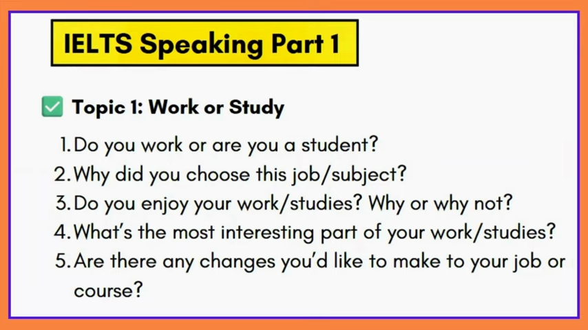 IELTS Speaking Part 1 Q&A | Topic 1: Work or Study + Subtitles + Pro Study Tips & 50‑Topic Series!
